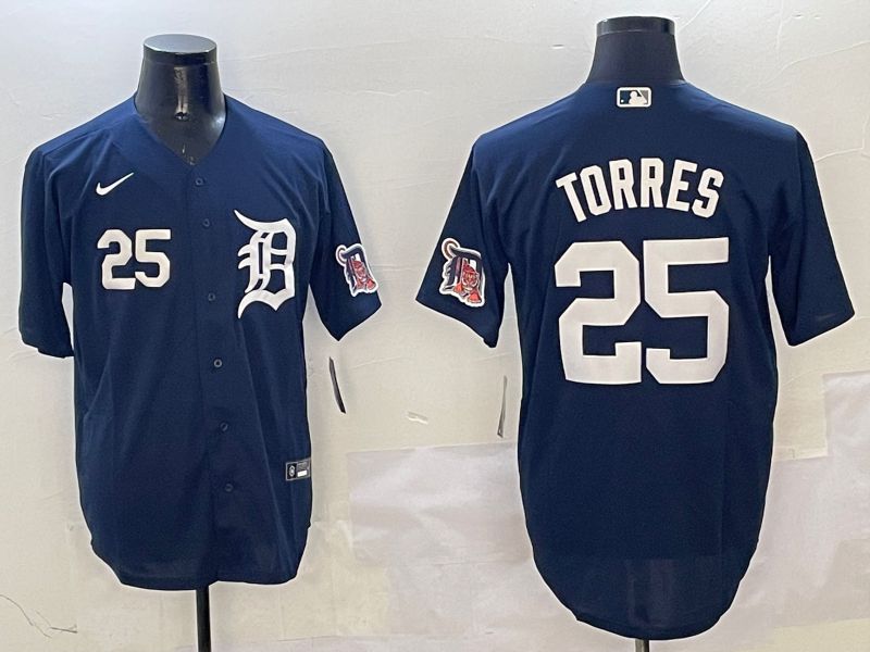 Men Detroit Tigers #25 Torres Drak Blue Game 2025 Nike MLB Jersey style 3127->detroit tigers->MLB Jersey